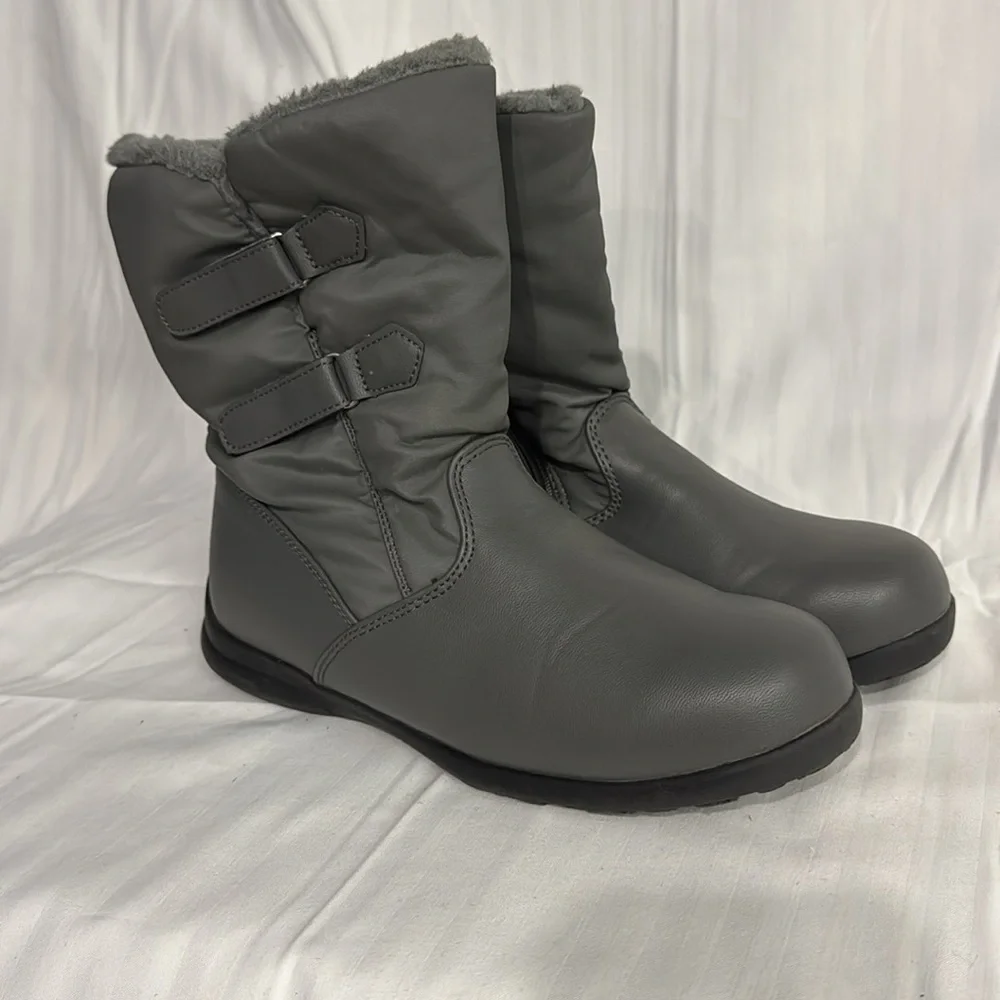 TOTES Waterproof Weather Boots Insulated Faux Fur Lined Gray Women's Size7.5